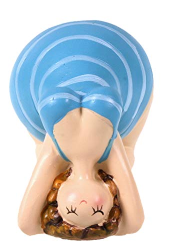Schick-Design Yoga Dame im blauen Badeanzug 11 cm Figur Brücke Set Bandhasana Mädchen Rubensfrau mollige Dame Badenixe Dicke Frau Badezimmer Pilates Joga von Schick-Design