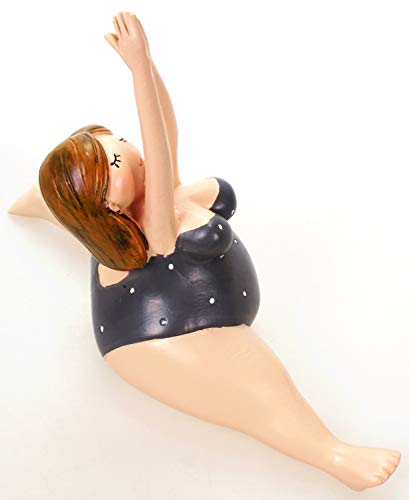 Schick-Design Yoga Dame im grauen Badeanzug 10 cm Hanumanasana Spagat Mädchen Rubensfrau mollige Dame Badenixe Dicke Frau Badezimmer Figur Pilates Joga von Schick-Design