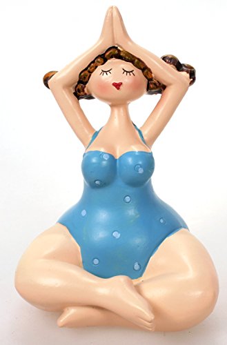 Yoga Dame im Badeanzug blau sitzend 12 cm Mädchen Rubensfrau mollige Dame Badenixe Dicke Frau Badezimmer Figur Schwimmerin von Schick-Design