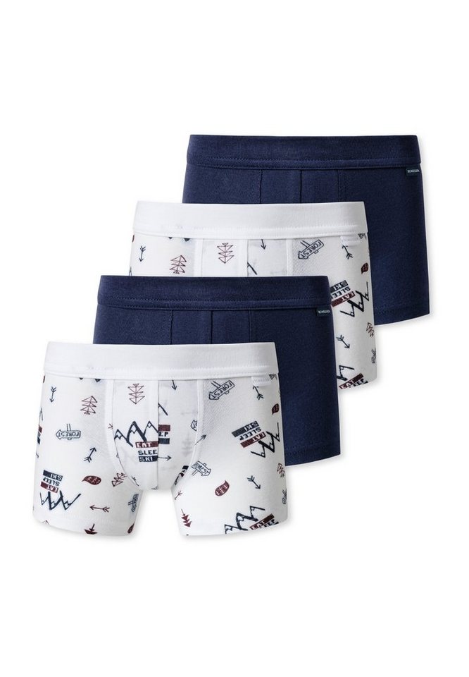 Schiesser Retro Boxer 4er Pack Kids Boys Feinripp Organic Cotton (Spar-Set, 4-St) Retro Short / Pant - Baumwolle - Ohne Eingriff - von Schiesser