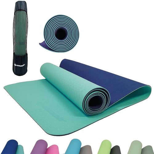Schildkröt Fitness Yogamatte BICOLOR, PVC-freie, zweifarbige Yogamatte, wählbar, hochwertig strukturierte Oberfläche, sehr rutschfest, 180 x 61 x 0,4 cm, in Tragetasche von Schildkröt
