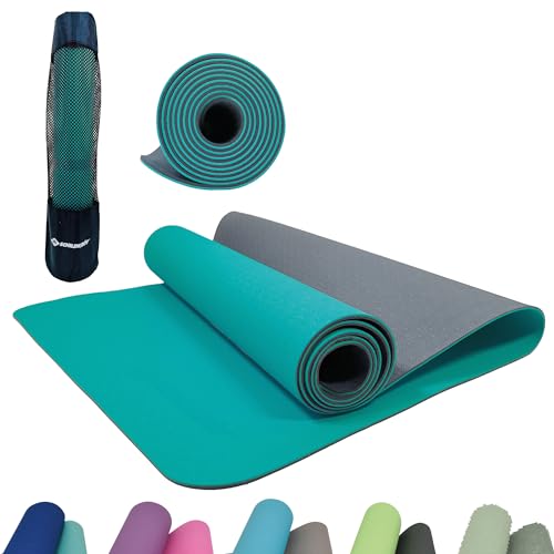 Schildkröt Fitness Yogamatte BICOLOR, PVC-freie, zweifarbige Yogamatte, hochwertig strukturierte Oberfläche, sehr rutschfest, 180 x 61 x 0,4 cm, in Tragetasche von Schildkröt