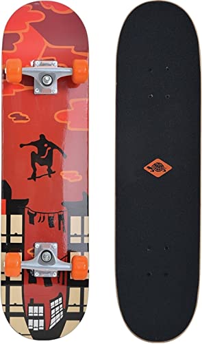 Schildkröt Skateboard Kicker 31, Komplett-Board mit tollen Features für Einsteiger, verschiedene Deck-Designs wählbar, konkave Deckform mit Doppel-Kick, 9-lagiges Ahornholz, ABEC5 Kugellager von Schildkröt