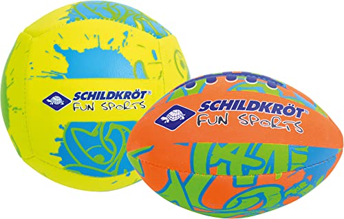 Schildkröt® Mini-Ball-Duo Pack, Set bestehend aus 1 Volley und 1 American Football, Ø 9 cm, griffig und salzwasserfest, ideal für Strand und Wasser, 970281 von Schildkröt