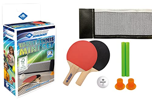 Donic-Schildkröt Tischtennis-Mini-Set FSC, Tischtennis im Miniformat, 2 FSC-Schläger, Netz mit Saugnapfpfosten, 1 Tischtennisball, in neuer Kartonverpackung, 788460 von Schildkröt