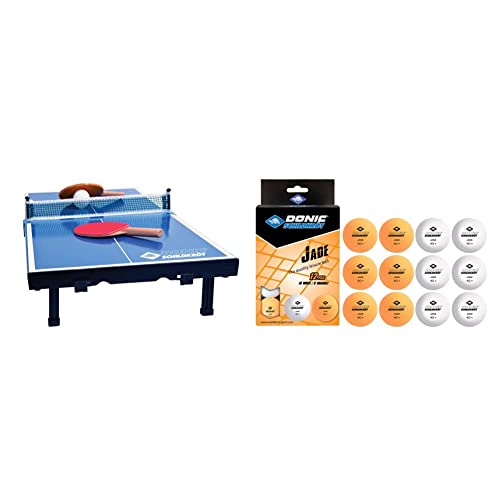 Donic-Schildkröt Tischtennis-Mini-Tisch-Set & 618045 Unisex – Erwachsene Donic Tischtennisball Jade, Poly 40+ Qualität, 12 STK. im Polybag, 6 x weiß / 6X orange, Einheitsgröße von Schildkröt