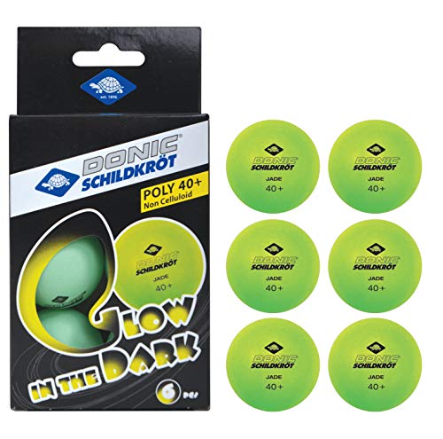 Donic-Schildkröt Tischtennisball Glow in the Dark, 6 hellgrüne, fluoreszierende Bälle in Poly 40+ Qualität, für das Spiel bei Dämmerung und Dunkelheit, 608507 von Schildkröt