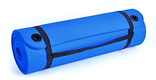 SMJ Sport Fitness Fitnessmatte mit Tragegurt und Ösen | Yogamatte rutschfest weich und weich | Dicke Gymnastikmatte für Gelenke | Blau, 183 x 61 x 1,5 cm von Schildkröt