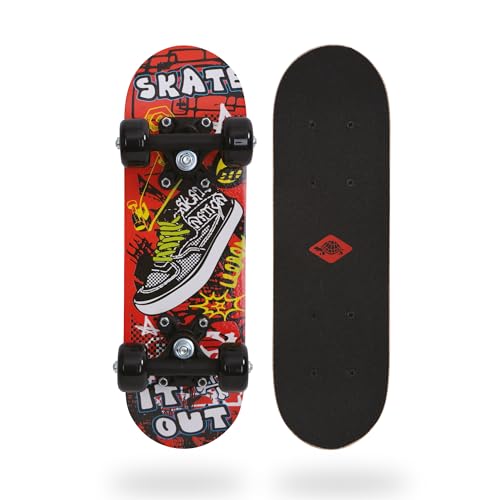 Schildkröt® Mini-Skateboard 17, Design: Skate It Out, Holz-Deck 43 x 13cm, Kunststoff-Rollen 50 x 30mm, Sticker-Design, 510610 von Schildkröt
