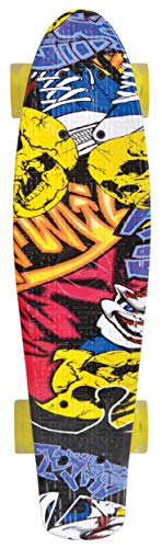 Schildkröt Unisex – Erwachsene Retro Skateboard Free Spirit, Premium Beach Board mit coolem Deckdesign, leuchtende LED Rollen, Design: Party, 510782, One Size von Schildkröt