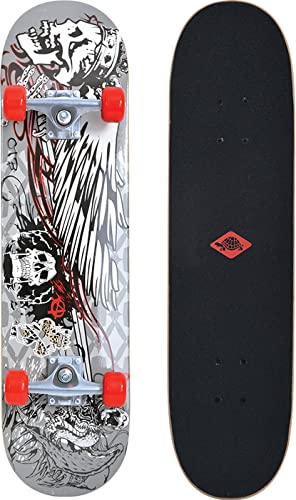 Schildkröt Skateboard Kicker 31, Komplett-Board mit tollen Features für Einsteiger, konkave Deckform mit Doppel-Kick und Griptape, 9-lagiges Ahornholz, ABEC5 Kugellager, Design: Phantom, 510601 von Schildkröt