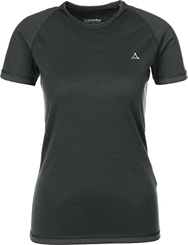 Schöffel Damen Merino Sport Shirt 1/2 Arm W, temperaturregulierendes Unterhemd, atmungsaktives Funktionsunterwäsche-Shirt in Wollqualität, anthrazit, XL von Schöffel