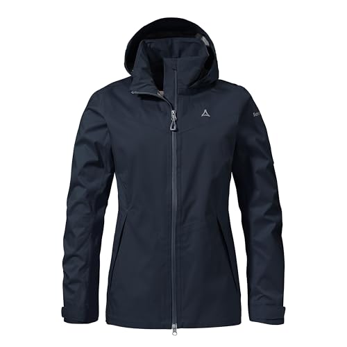 Schöffel Damen 2.5L Jacket Aiplspitz L, leichte Outdoor Jacke, wasserdicht & atmungsaktiv, Regenjacke aus 2,5-Lagen Venturi mit 2-Wege-Stretch und verstellbarer Kapuze, navy blazer, 38 von Schöffel
