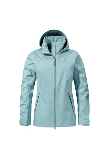 Schöffel Damen 2.5L Jacket Aiplspitz L, leichte Outdoor Jacke, wasserdicht & atmungsaktiv, Regenjacke aus 2,5-Lagen Venturi mit 2-Wege-Stretch und verstellbarer Kapuze, iced blue, 40 von Schöffel