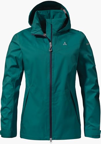 Schöffel Damen 2.5L Jacket Aiplspitz L, leichte Outdoor Jacke, wasserdicht & atmungsaktiv, Regenjacke aus 2,5-Lagen Venturi mit 2-Wege-Stretch und verstellbarer Kapuze, quartz, 46 von Schöffel