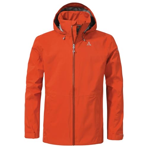 Schöffel Herren 2.5L Jacket Aiplspitz M, leichte Outdoor Jacke, wasserdicht & atmungsaktiv, Regenjacke aus 2,5-Lagen Venturi mit 2-Wege-Stretch und verstellbarer Kapuze, poinciana, 56 von Schöffel