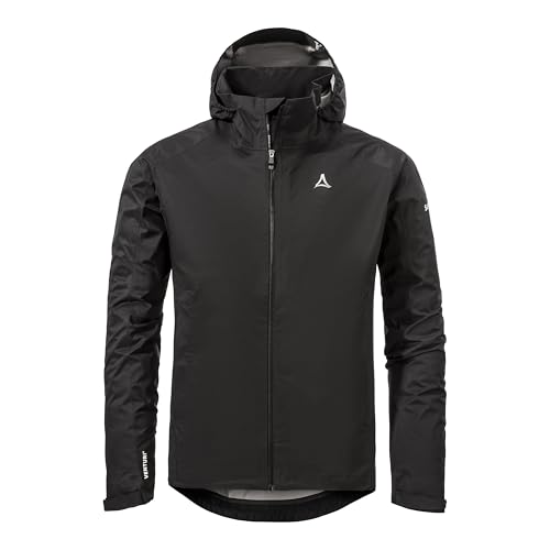 Schöffel Herren 2.5L Jacket Tarvis M, leichte Fahrradjacke mit 2-Wege-Stretch, multifunktionale, wasserdichte Regenjacke mit integrierter Pack-Away Tasche, atmungsaktiv, black, 56 von Schöffel