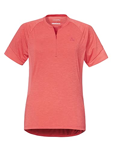 Schöffel Damen Shirt Auvergne L, geruchshemmendes Radtrikot, schnell trocknendes Funktionsshirt mit Taschen, georgia peach, 40 von Schöffel