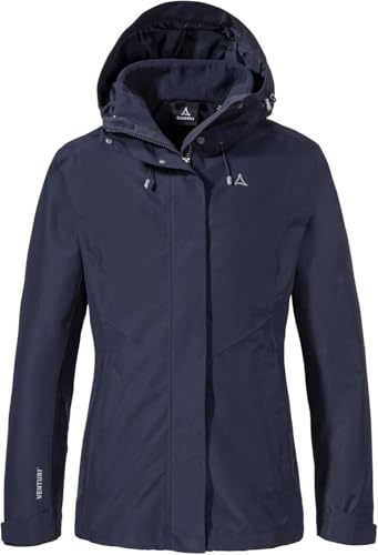 Schöffel Damen 3in1 Jacket Style Okere WMS, wasserdichte, atmungsaktive Outdoorjacke mit herausnehmbarer Fleecejacke, warme 3in1 Jacke mit verstellbarer Kapuze, navy blazer, 40 von Schöffel