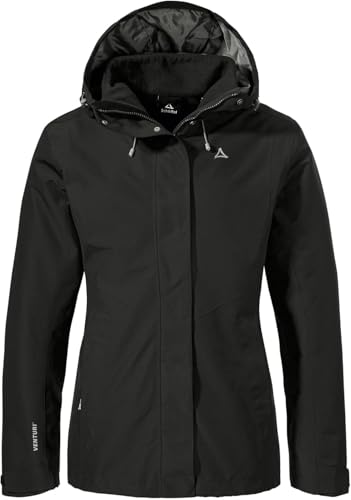 Schöffel Damen 3in1 Jacket Style Okere WMS, wasserdichte, atmungsaktive Outdoorjacke mit herausnehmbarer Fleecejacke, warme 3in1 Jacke mit verstellbarer Kapuze, black, 40 von Schöffel