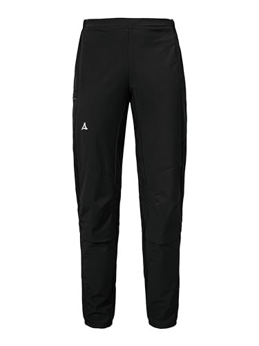 Schöffel Damen Hybrid Pants Corno L, winddichte, wasserabweisende Fahrradhose mit 4D BODY MAPPING, lange MTB Hose mit vorgeformtem Knie und Komfortbund, atmungsaktive Sporthose, black, 48 von Schöffel