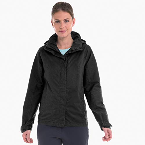 Schöffel Damen Jacket Easy L4, wasser- und winddichte Damen Jacke für jedes Wetter, leichte und flexible Regenjacke für Frauen, black, 42 von Schöffel