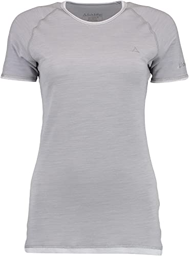 Schöffel Damen Merino Sport Shirt 1/2 Arm W, temperaturregulierendes Unterhemd, atmungsaktives Funktionsunterwäsche-Shirt in Wollqualität, light grey, M von Schöffel
