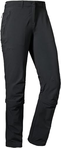 Schöffel Damen Pants Engadin1 Zip Off, elastische Damen Hose mit Zip-Off Funktion, kühlende und schnell trocknende Outdoor Hose für Frauen, black, 22 von Schöffel