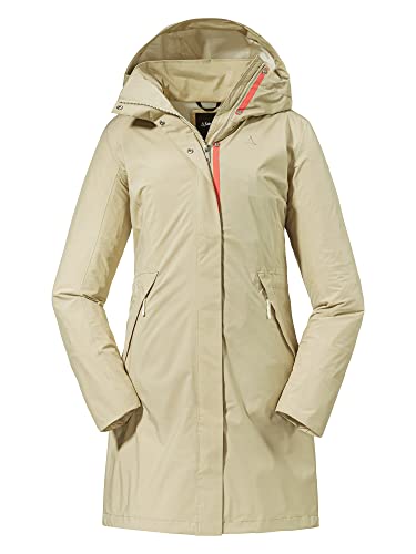Schöffel Damen Parka Sardegna L, wind- und wasserdichte Regenjacke für Frauen mit praktischen Taschen, leichte Damen Jacke für Frühling und Sommer, humus, 34 von Schöffel