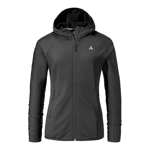 Schöffel Damen Fleece Hoody Style Cascata WMS, Fleecejacke mit Kapuze aus 2-Wege-Stretch, wärmende Outdoorjacke mit 2 Außentaschen, black, 44 von Schöffel