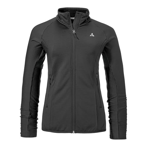 Schöffel Damen Fleece Jk Style Cascata WMS, Fleecejacke dünn & leicht mit Stehkragen, wärmende Outdoorjacke aus 2-Wege-Stretch mit 2 Außentaschen, black, 38 von Schöffel