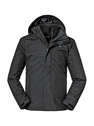 Schöffel Herren 3in1 Jacket Partinello M, wind- und wasserdichte Winterjacke mit separat verwendbarer Fleece Jacke, bequeme Regenjacke mit verstellbarer Kapuze, black, 46 von Schöffel