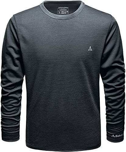 Schöffel Herren Merino Sport Shirt 1/1 Arm M, temperaturregulierendes Langarmshirt, atmungsaktives Funktionsunterwäsche-Shirt in Wollqualität, anthrazit, XL von Schöffel