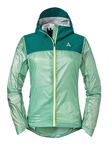 Schöffel Damen Hybrid Jkt Flow Trail L, extrem leichte, atmungsaktive MTB Jacke, wasserabweisende Fahrradjacke mit vorgeformten Ellbogen, matcha mint, 36 von Schöffel