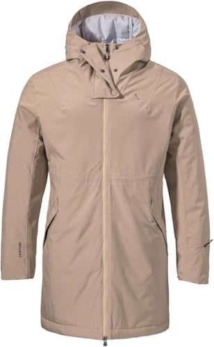 Schöffel Damen Ins Parka Style Crivat WMS, wasserdichte und atmungsaktive Winterjacke, komprimierbarer, leichter Parka mit nachhaltiger Wattierung, mushroom, 38 von Schöffel
