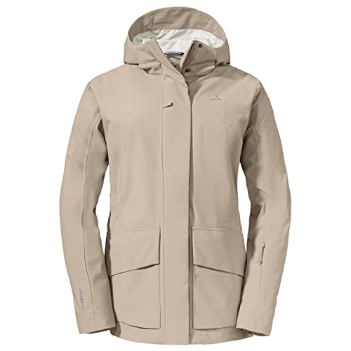 Schöffel W Jacket Geneva Beige - Wasserdichte atmungsaktive Damen Übergangsjacke, Größe 42 - Farbe Humus von Schöffel