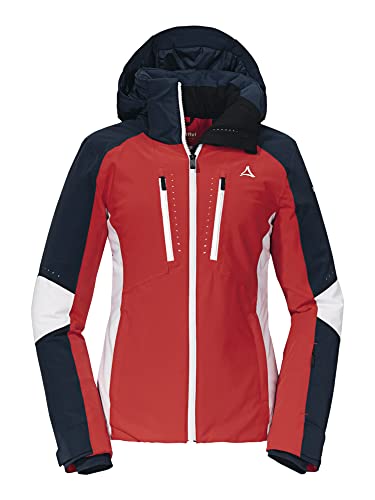 Schöffel Damen Ski Jacket Naladas L, wind- und wasserdichte Skijacke mit Body Mapping Technologie, atmungsaktive Outdoorjacke mit Unterarmbelüftung und Schneefang, toreador, 44 von Schöffel