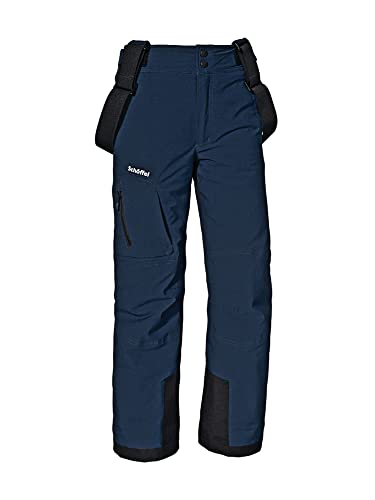 Schöffel Jungen Ski Pants Joran B, wind- und wasserdichte Kinder Schneehose, wasserdichte Skihose mit Schneefang und Hosenträgern, navy blazer, 164 von Schöffel