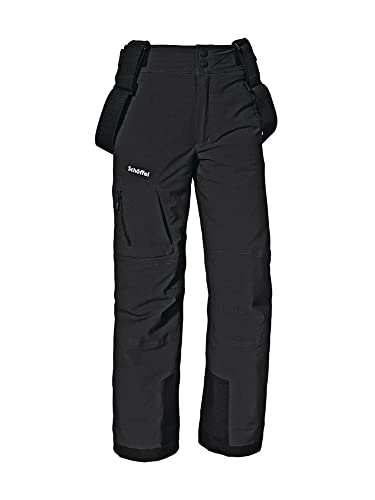 Schöffel Jungen Ski Pants Joran B, wind- und wasserdichte Kinder Schneehose, wasserdichte Skihose mit Schneefang und Hosenträgern, black, 152 von Schöffel