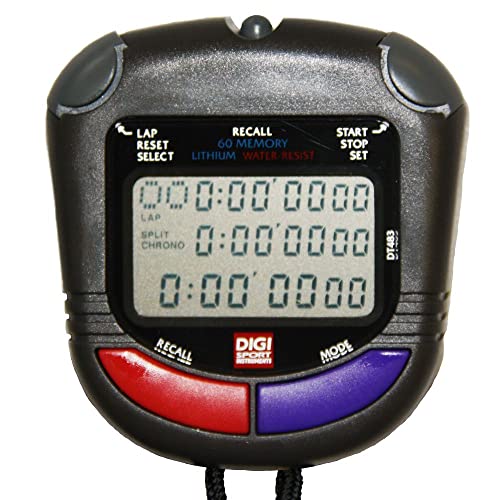 Schütt DIGI Stoppuhr PC-91 (60 Memory Speicher | Uhrzeit & Datum | Dualtimer) - Digital Profi Stoppuhr mit Druckpunktmechanik | spritzwasserfest | Trainer von Schütt