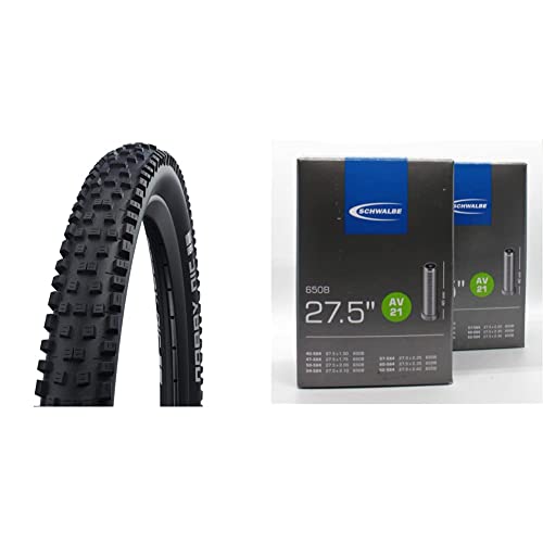 Schwalbe Unisex – Erwachsene Reifen Nobby NIC HS602, schwarz, 27 Zoll & Unisex-Adult AV21 Fahrradschläuche, Schwarz, 27.5'' von Schwalbe