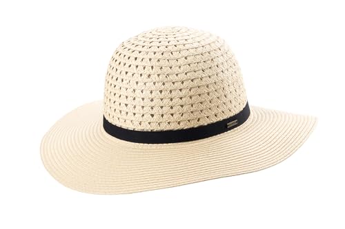 Scippis Damen Sommerhut Tamala – Strohhut aus Papierstroh mit schwarzem Band, luftige Flechtung – Creme, S/M & L/XL (DE/NL/SE/PL, Alphanumerisch, L, XL, Natur) von Scippis