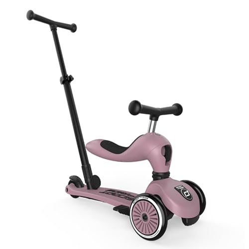 Scoot & Ride Highwaykick 1 Push and Go – 2in1 Laufrad & Scooter mit Eltern-Schiebestange – Kinderroller ab 1 Jahr – höhenverstellbar, Safety Pad – bis 50 kg – Farbe: Wildberry von Scoot & Ride