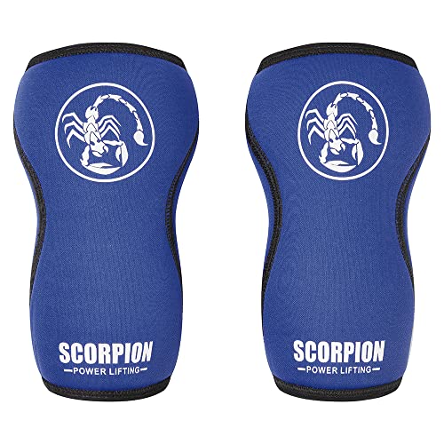 Scorpion Power Lifting Kniebandagen für Gewichtheben, 7 mm, Neopren, Powerlifting, Kniebandagen für CrossFit (blau, XL) von Scorpion Power Lifting