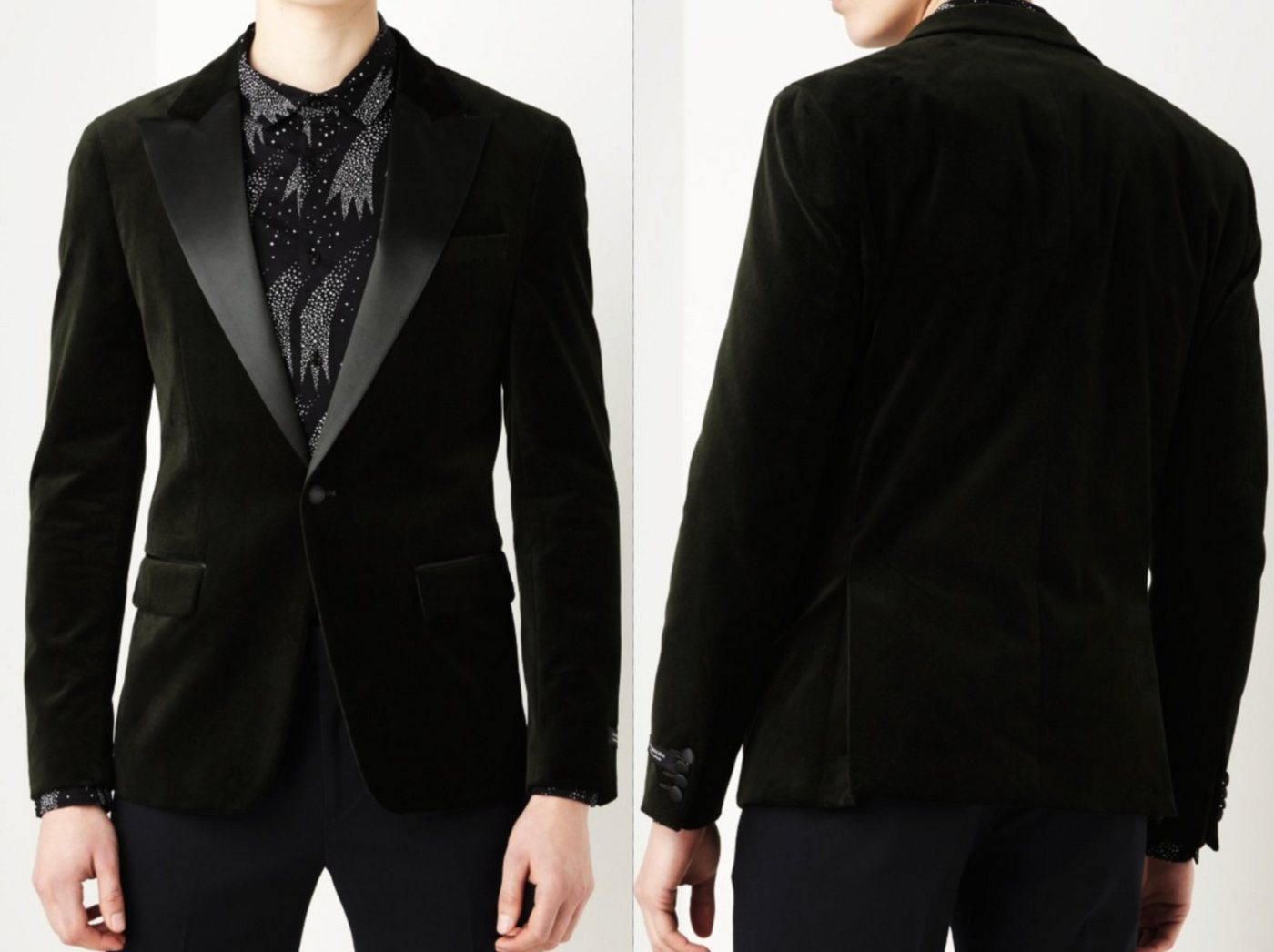 Scotch & Soda Sakko Scotch & Soda Satin Trimmed Velvet Smoking Blazer Tuxedo Sakko Jacket von Scotch & Soda