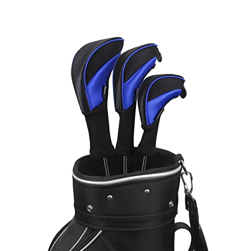 Scott Edward 3 Stück Golf Hybrid Schlägerhauben mit austauschbarem Nr. Tag, passend für Driver's Tunnel Hybrid Schläger 1, 3 und 5(blau) von Scott Edward