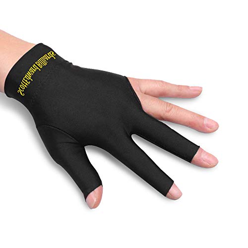 Scott Edward Billard-Handschuhe, 10 Stück/Set, 3 Finger, Billard-Handschuhe, Spandex, Lycra, für linke Hand, rechte Hand, Herren und Damen, 6 Farben (schwarz, linke Handschuhe) von Scott Edward