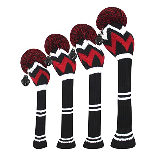 Scott Edward Gestrickte Golfschlägerhauben, handgefertigt, passend für Fahrer und Fairway-Hölzer, mit langem Hals und Bommel von Scott Edward