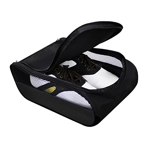 Scott Edward Tragbare Golf-Schuhtasche für Outdoor-Reisen, mit Reißverschluss, wasserdicht und atmungsaktiv für Damen und Herren, schwarz, Golf-Schuhbeutel von Scott Edward