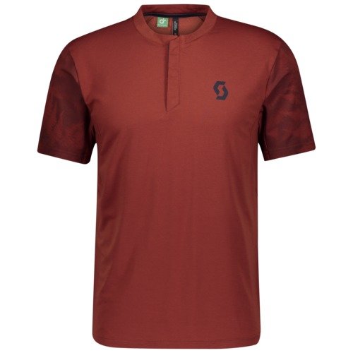 Scott Shirt M's Trail Flow DRI Button s/sl - rust red/M von Scott Sports